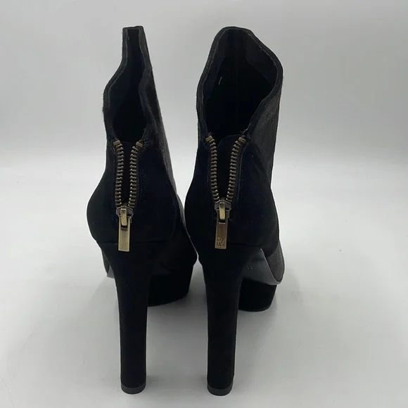 PELLE MODA Raw Umber Print Calf Hair/Kid Suede Platform Heel Bootie Boots NWT - Picture 6 of 10